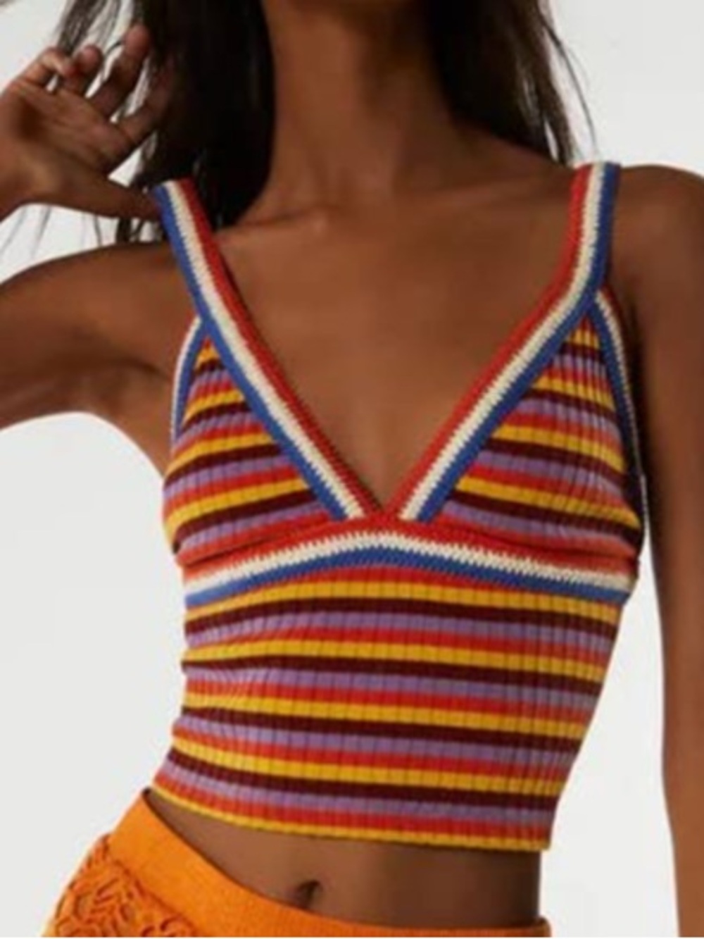 Zara Striped Colourful Crop Top Size Medium